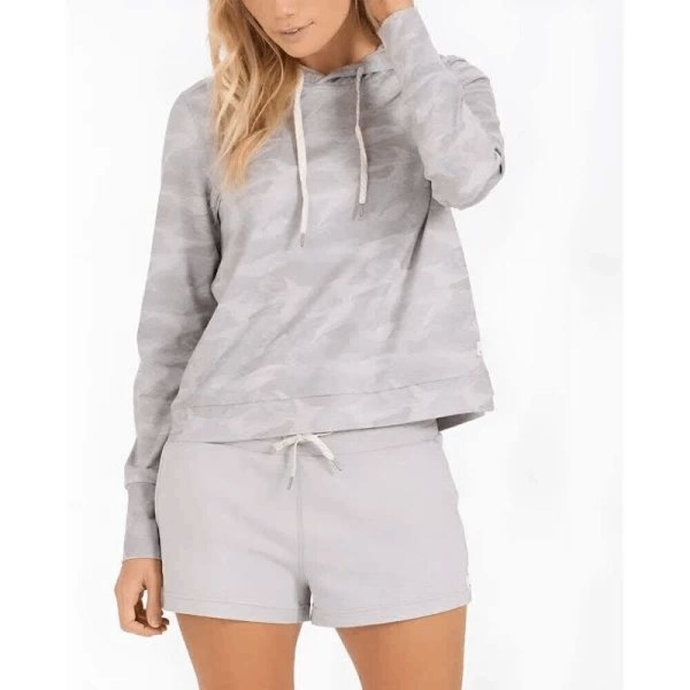 Vuori Heather Grey Camo Halo Essential Hoodie Sweatshirt Women's Size Large